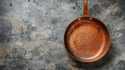 Aufkleber - Copper saucepan on grey stone background Copy space Top view : Generative AI