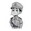 © kengkreingkrai - cartoon drawing of a man in uniform with a tear of sadness.