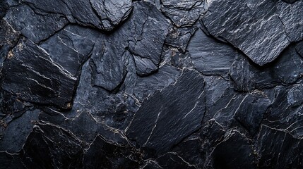 Poster - Natural black slate stone background pattern with high resolution Top view Copy space : Generative AI