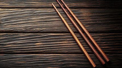 Poster - Bamboo mat with chopsticks Grey background Copy space Top view : Generative AI