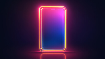 Poster - A simple, outlined icon of a smartphone, made with neon-like lines. It's a clear and modern representation of a mobile phone.