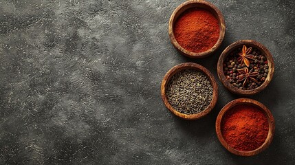 Poster - Spices for Indian masala tea Grey background Copy space Top view : Generative AI