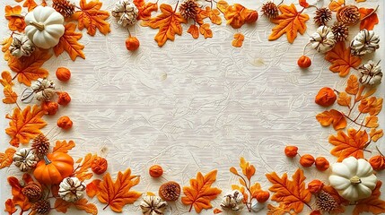 Poster - Placemat oak leaf design Autumn fall thanksgiving halloween table setting Top view Copy space : Generative AI
