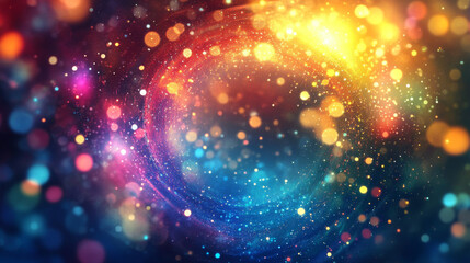 Poster - A swirling, colorful background of digital particles, perfect for tech-related designs.