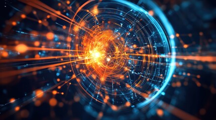 Poster - Charged Particle Movement in Futuristic Illustration