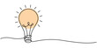 © Line emotion - Continuous one line drawing of electric light bulb. Concept of idea emergence. Vector illustration, Creative Idea Continuous Line Editable Icon, Continuous Line Drawing of Ideas Icon. Hand Drawn