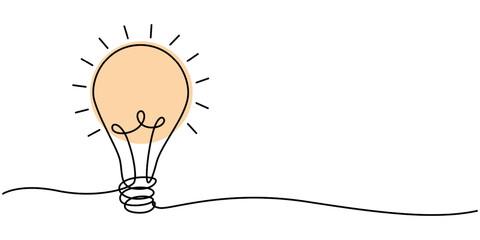 Poster - Continuous one line drawing of electric light bulb. Concept of idea emergence. Vector illustration, Creative Idea Continuous Line Editable Icon, Continuous Line Drawing of Ideas Icon. Hand Drawn