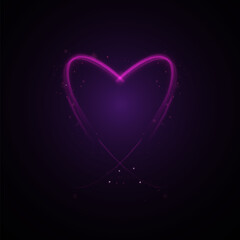 Aufkleber - Bright neon purple heart shaped frame with shimmering light effects. Valentine's Day design element. Vector