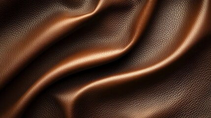 A close-up of brown leather with a soft, wavy texture.