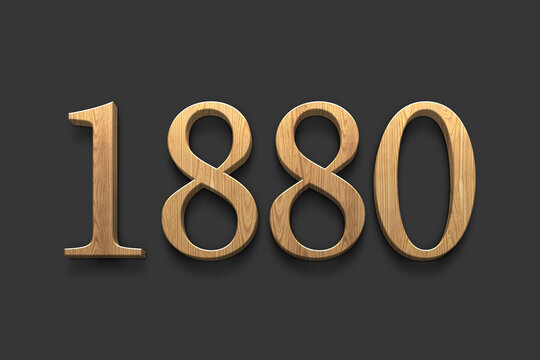 3D wooden logo of number 1880 on dark grey background.