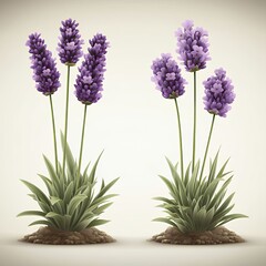 Canvas Print - Two lush lavender plants with purple flowers.