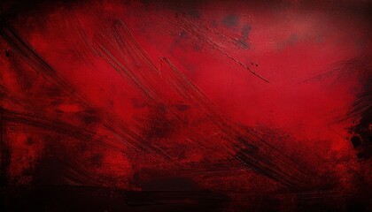 Poster - Deep Crimson Grunge Texture with Distressed Brush Strokes, Dark Scratches, and Rugged Patterns for Intense, Dramatic Backgrounds or Urban Design Projects with a Bold, Edgy Visual Impact