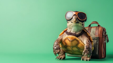 Turtle in Aviator Goggles Ready for Adventure