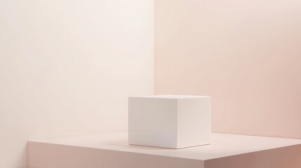 Poster - Minimalist White Cube on a Soft Background