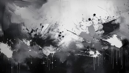 Aufkleber - Abstract Grunge Ink Splash. High Contrast Monochrome Texture with Paint Splatters, Streaks, and Drips for Background or Distressed Art Projects, Digital Collage, and Industrial Design Elements