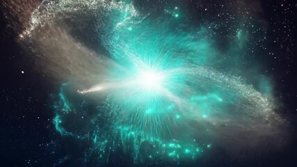 stunning cosmic explosion with vibrant teal and white energies in the universe