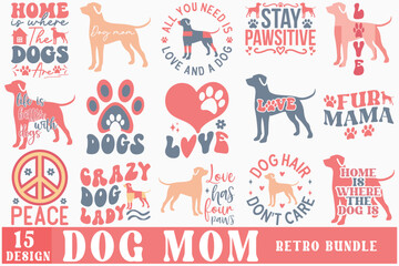 Wall Mural - Dog mom svg bundle svg retro t shirt design