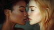 © Eva - two females kissing, one is black, one is white