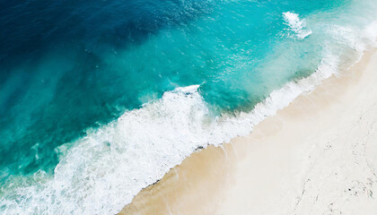 Relaxing aerial beach, summer vacation tropical landscape. Blue ocean lagoon, sea shore coastline.