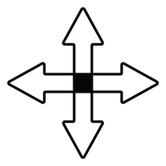 Poster -  Four direction arrow icon for rod sign, Four Side Arrow. Four-sided arrow icon.  left, right, up and down arrow icon, simple flat vector illustration.