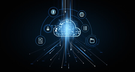 Poster - Cloud service storage hologram and backup, database and synchronization