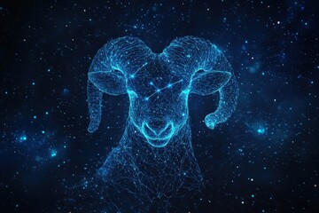 Wall Mural - aries zodiac sign. abstract night sky background with beautiful constellations