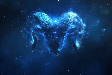 Wall Mural - aries zodiac sign. abstract night sky background with constellations