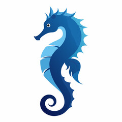 A seahorse floating in the water silhouette vector illustration on white background