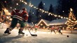© Pojjanee - Winter Ice Hockey Game Under Festive Lights