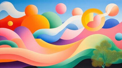 Wall Mural - A surreal, abstract painting composed of swirling, glowing colors and shapes, representing the fantastical world of wireless technology.