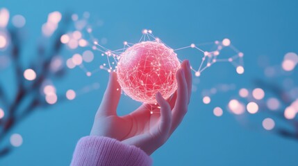 Poster - A hand holding a glowing orb, representing a mind, with surreal imagery emanating from it, connected by a network of lines to other minds.