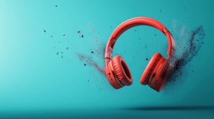 Poster - A visual representation of sound waves emanating from a wireless headphone, depicting the clear and vibrant audio experience.