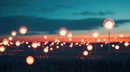 Poster - A giant, interconnected network of glowing spheres, each representing a different device, creating a surreal constellation in the night sky.