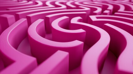 Poster - The vibrant pink abstract design showcases wavy lines creating a textured surface, emphasizing modern art styles and vibrant color usage