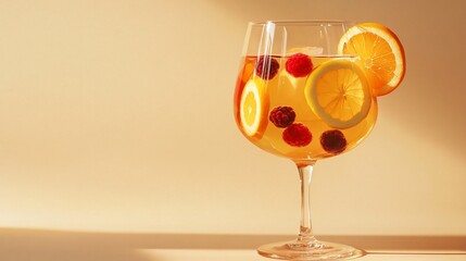 Wall Mural - glass of orange and raspberry infused water.