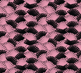 Poster - Japanese Overlap Hand Fan Vector Seamless Pattern