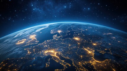 Poster - Digital earth glow: global network concept