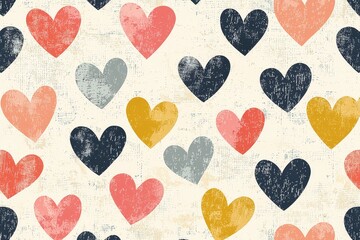 Colorful heart patterns on a textured background create a playful and cheerful atmosphere in home decor