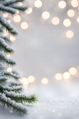 Wall Mural - christmas background with fir branches snow and lights
