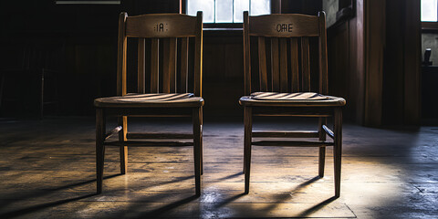 Two Vintage Chairs in a Moody Dimly Lit Room