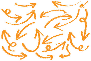 Poster - black charcoal ovals and arrows strokes different forms.set of design elements on white background.r