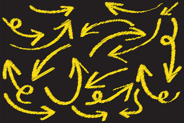 Poster - black charcoal ovals and arrows strokes different forms.set of design elements on white background.r
