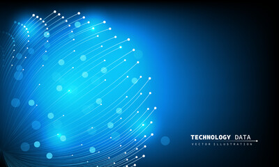 Poster - Technology blue data fiber obtic lines curve connect communication  background vector
