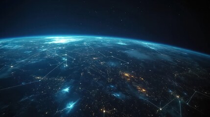 Poster - A global network connection over the planet earth.