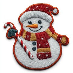 snowman embroidered patch badge on isolated white background, vector badge and patch collection for 