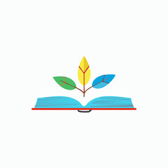 Book with blue leaves vector illustration