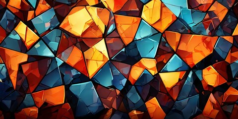 Poster - A colorful mosaic of blue, orange, and red pieces