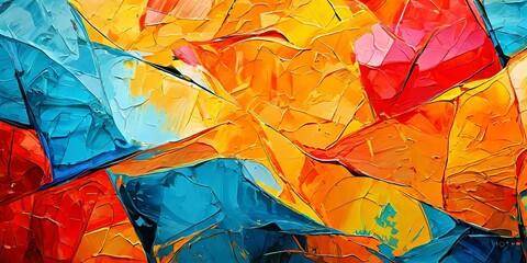 Aufkleber - A colorful painting with a lot of different colors and shapes