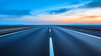 Canvas Print - A cold blue-toned sunrise barely illuminating an empty highway, symbolizing the quiet, heavy atmosphere of Blue Monday 