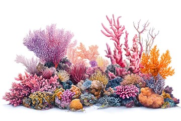 coral underwater painting illustration in watercolor style